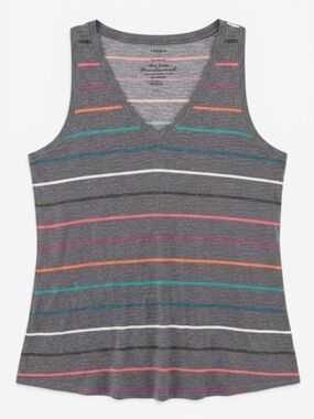 Torrid Classic Fit V-Neck Tank Top Purple Rainbow Stripe Heritage Triblend 2X